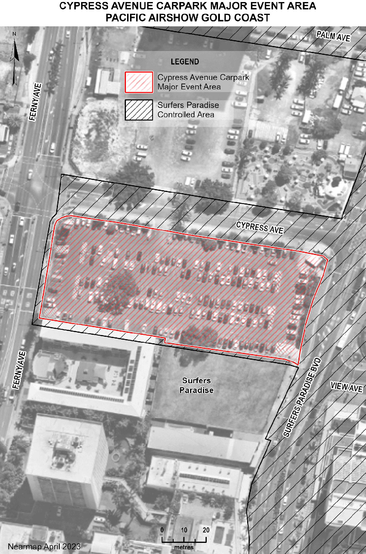 map of Cypress Avenue carpark event area